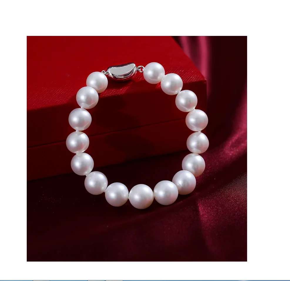 BEAUTRFUL WHITE PEARL BRACELET 9-10MM GENUINE NATURAL CULTURED PEARL  WOMEN JEWELRY