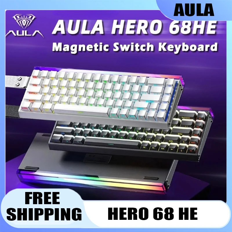 

AULA HERO 68HE Клавиатура с магнитным переключателем RGB Игровая механическая клавиатура Rapid Trigger 8K Проводная проводная клавиатура для киберспорта на заказ