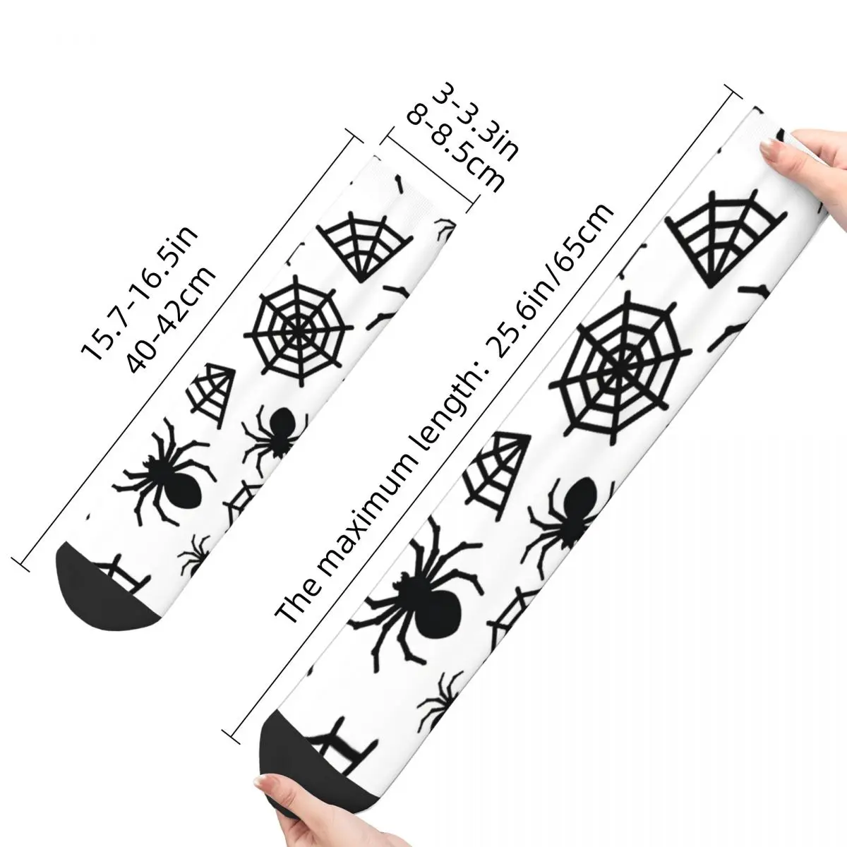 Happy Men's Socks Halloween Spider And Spider Web Pattern Retro Street Style Crazy Crew Sock Gift Pattern Printed