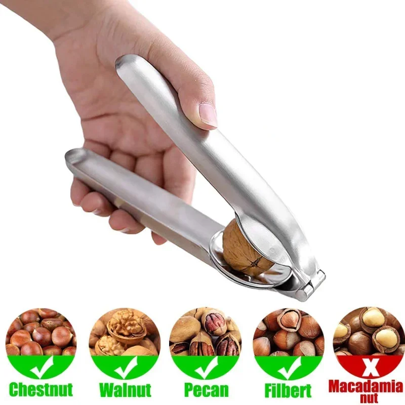 2In1 Chestnut Opener Stainless Steel Walnut Clip Nutcracker Clip Pecan Filbert Macadamia Pistachio Nut Cutter Knife Kitchen Tool