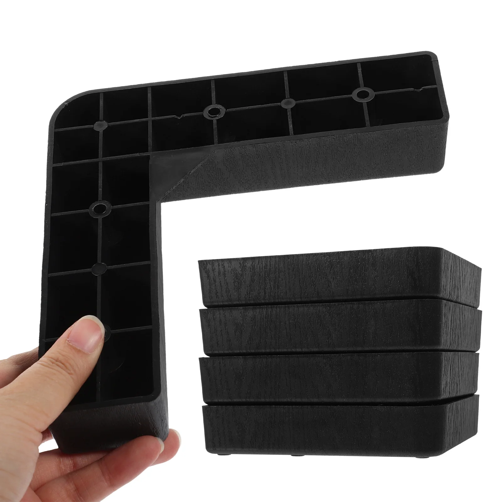 

4Pcs Plastic Furniture Risers Lightweight Bed Raisers for Bed Frame Desk Chair Heavy Duty Storage Solution L-Shaped Design