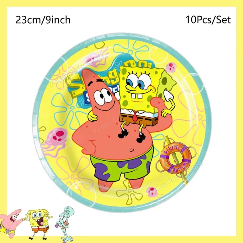 SpongeBob Schwammkopf Geburtstagsparty Dekorations-Set Tischgeschirr Becher Teller Tischdecke Luftballons Babyparty Kinderparty Geschenke – Detail 3