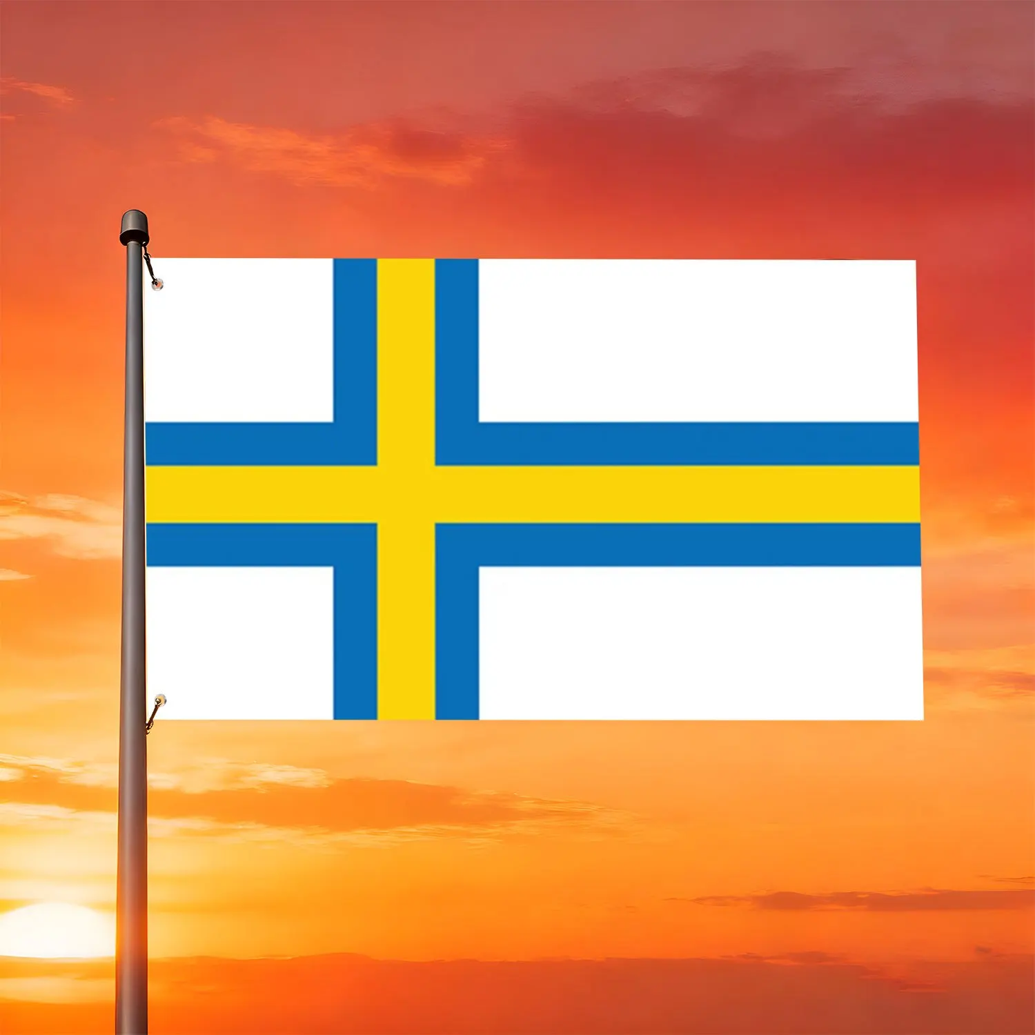 1pc 90*150cm Åland Flag, Made of 100% Polyester Fiber, with 2 Grommets. Ideal for Outdoor Garden Yard Holiday Home Decor
