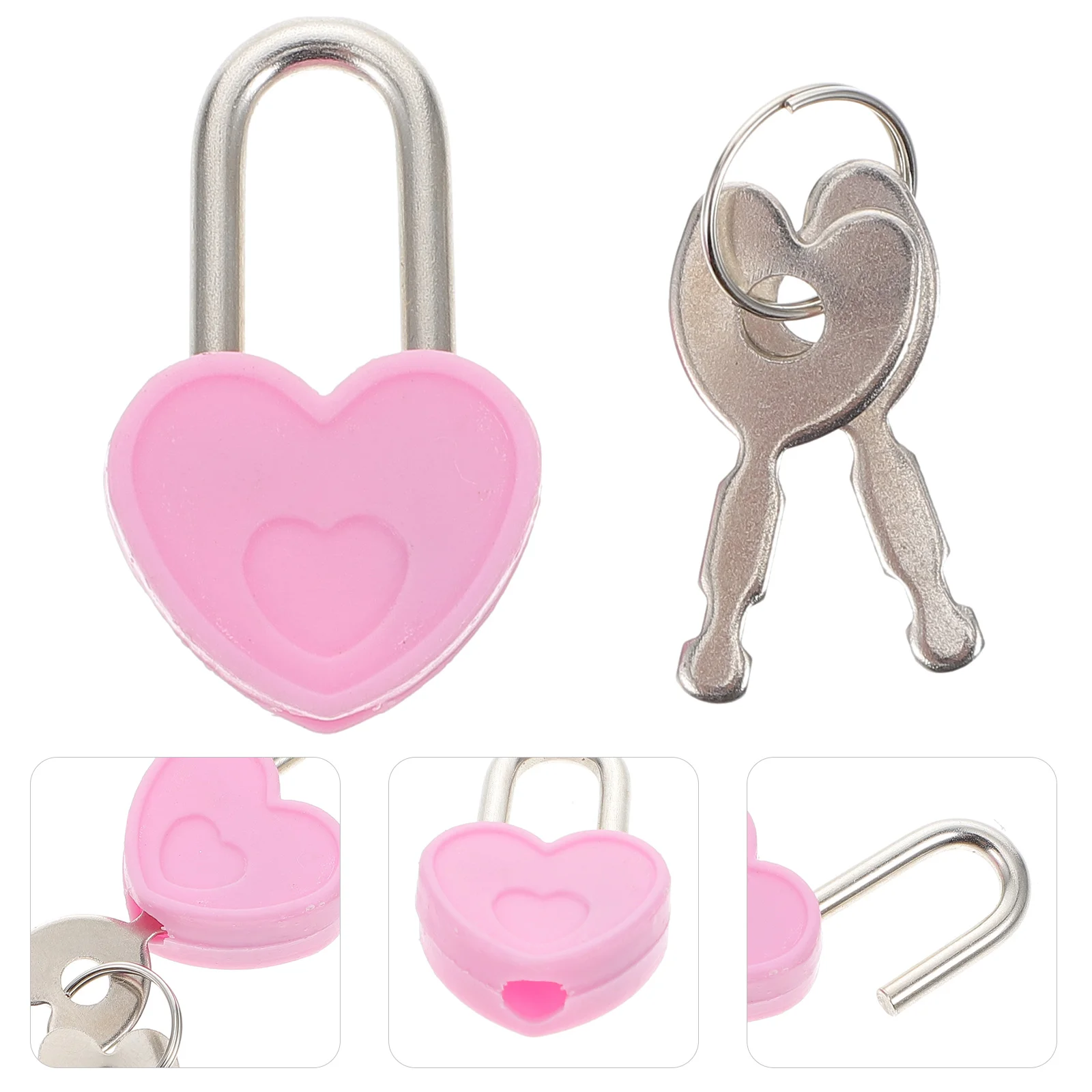 24 Pcs Mini Lock Diary Travel Locker Discus Plastic Pink Heart Locks with Drawer