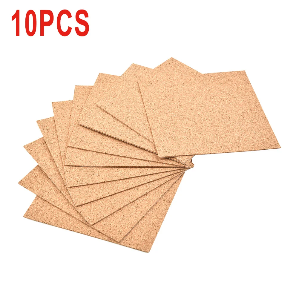 Pad Cork Mat Pack Replace Replacement Accessories Coasters Cork Mat Self-adhesive Backing 100 X 100 X 1mm 10Pcs