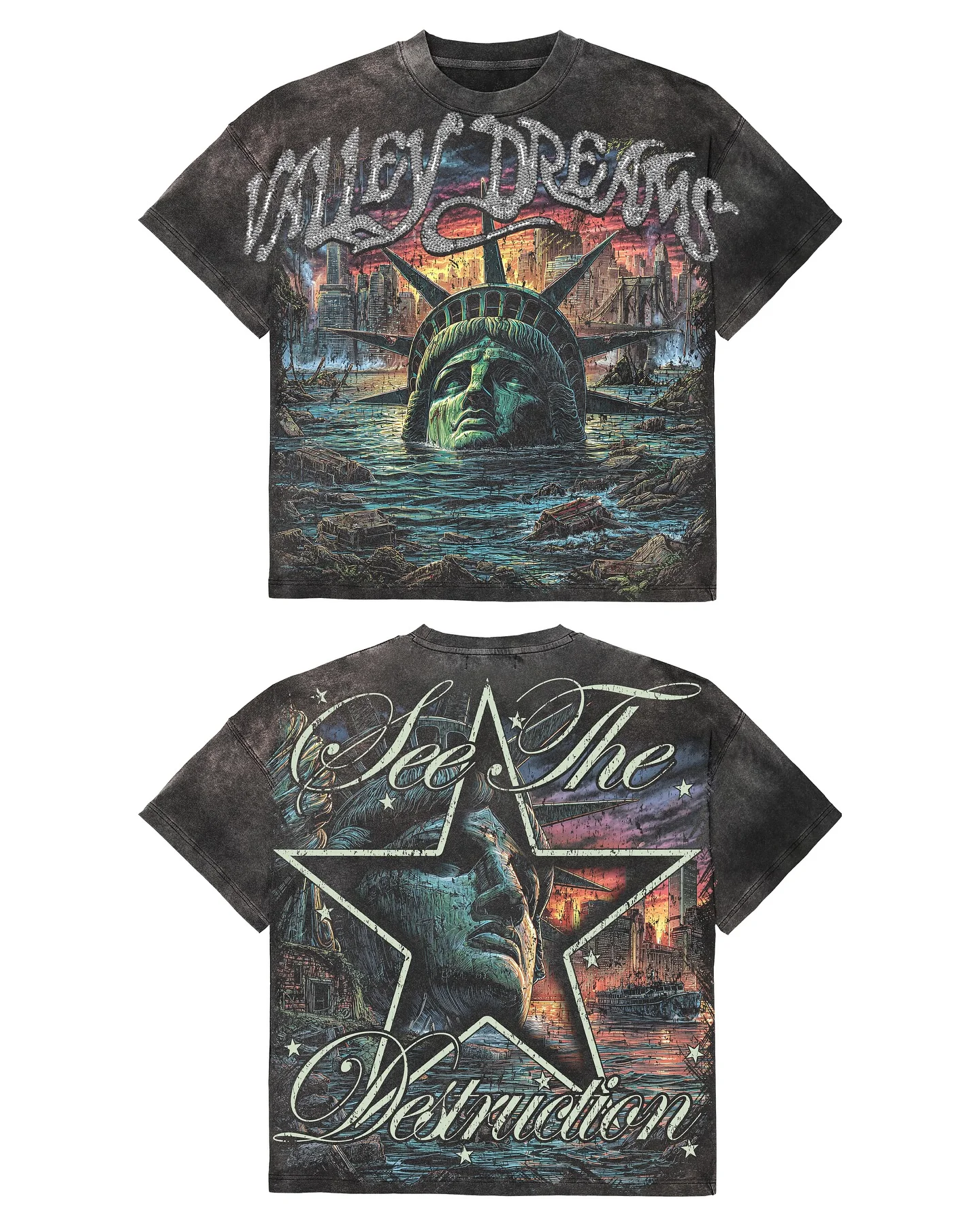 

Винтажные футболки с рисунком статуи Свободы, большие топы y2k, уличная одежда в стиле Харадзюку, черная футболка с короткими рукавами, мужская одежда