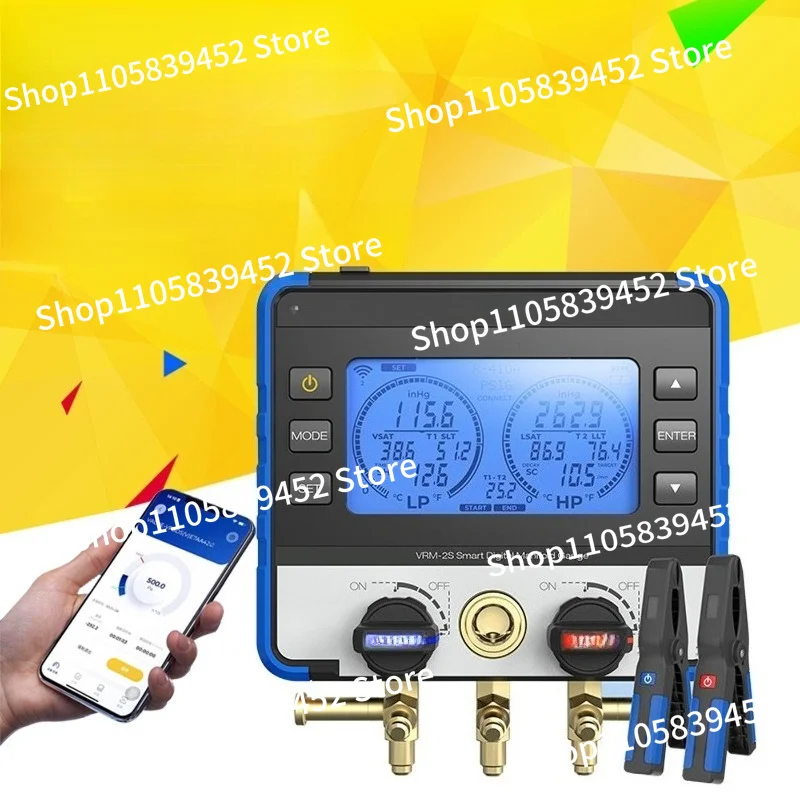 For Manifold  Air Conditioning Refrigerant Meter APP Wireless Control Pressure  Fluoride Double Meter Set