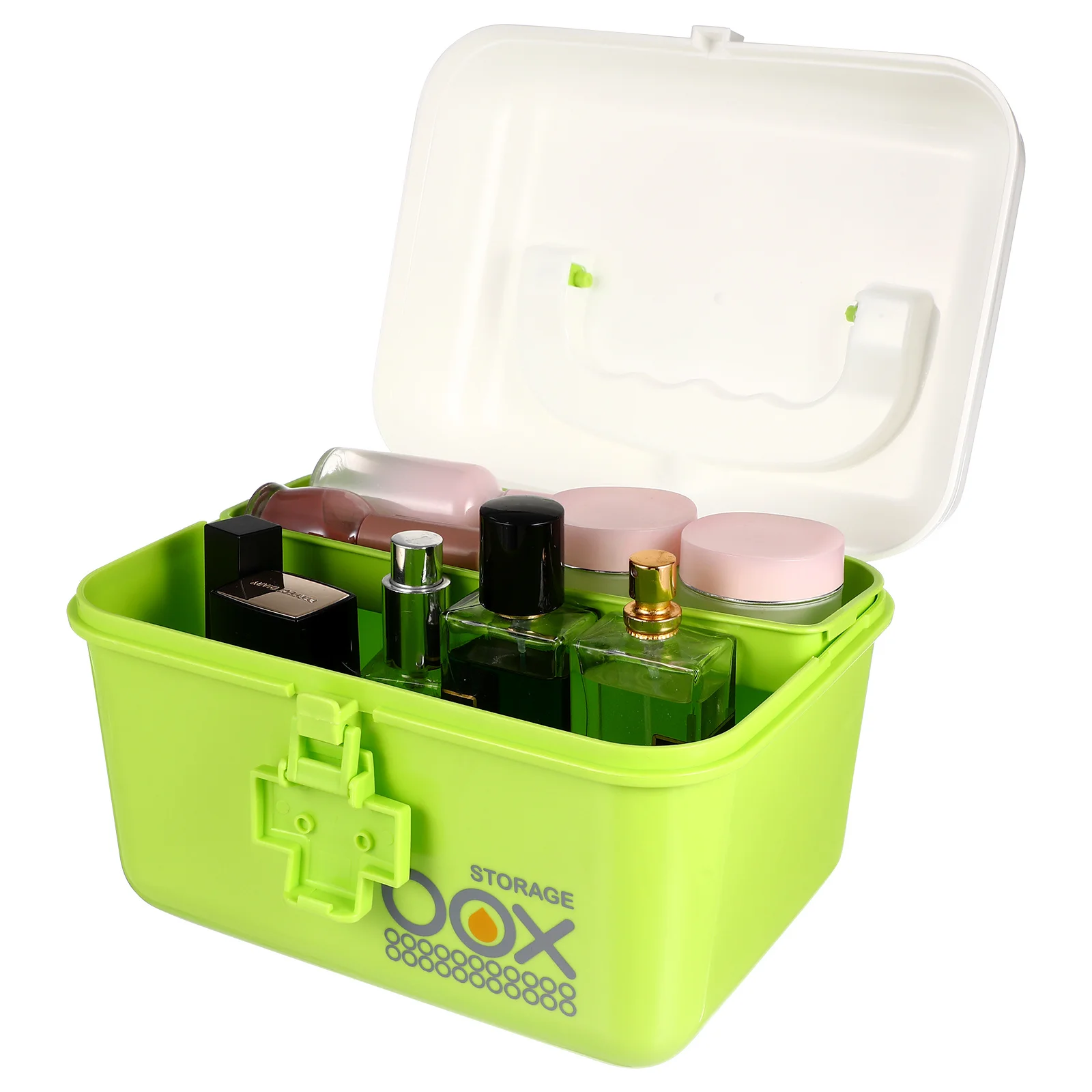 صندوق دواء محمول باليد بطبقة مزدوجة حقيبة تخزين بلاستيكية متينة منظم أدوية حاوية إسعافات أولية للمنزل في الهواء الطلق #5