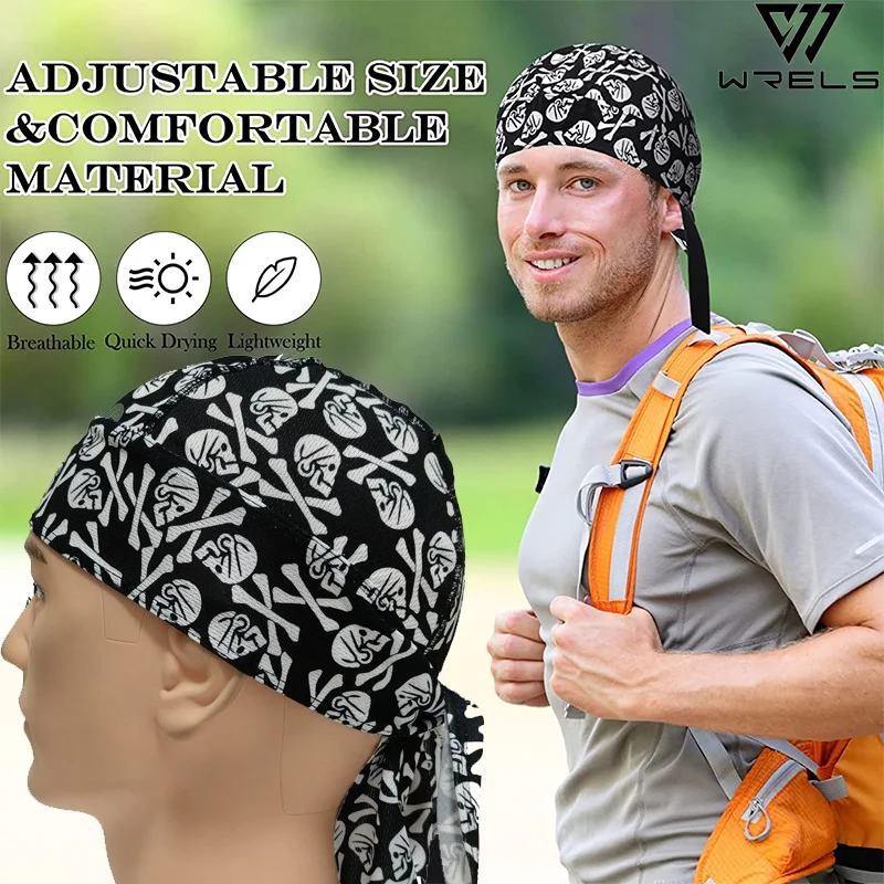 Bandana Pirate Hat Skull Helmet Liner Anti Sweat Cooling Adjusted Running Cap Anti UV Motorcycle Sports Beanie Cycling Cap