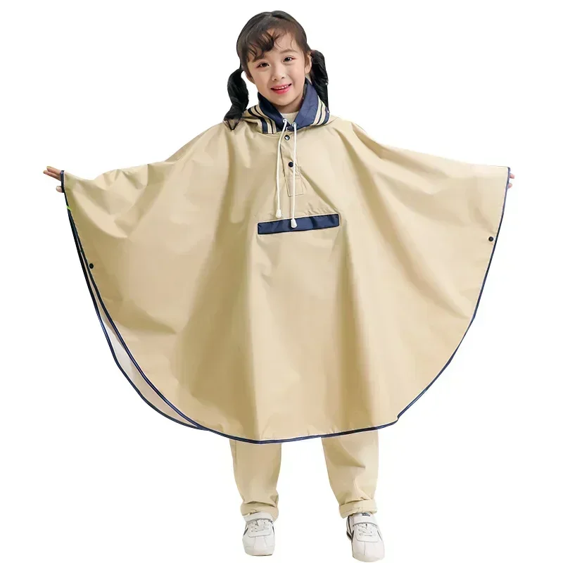 Parent-child Raincoat Kids for Girls Boys Waterproof Hooded Impermeable Kids Ponchos Rain Suit Rainwear with Space for Schoolbag