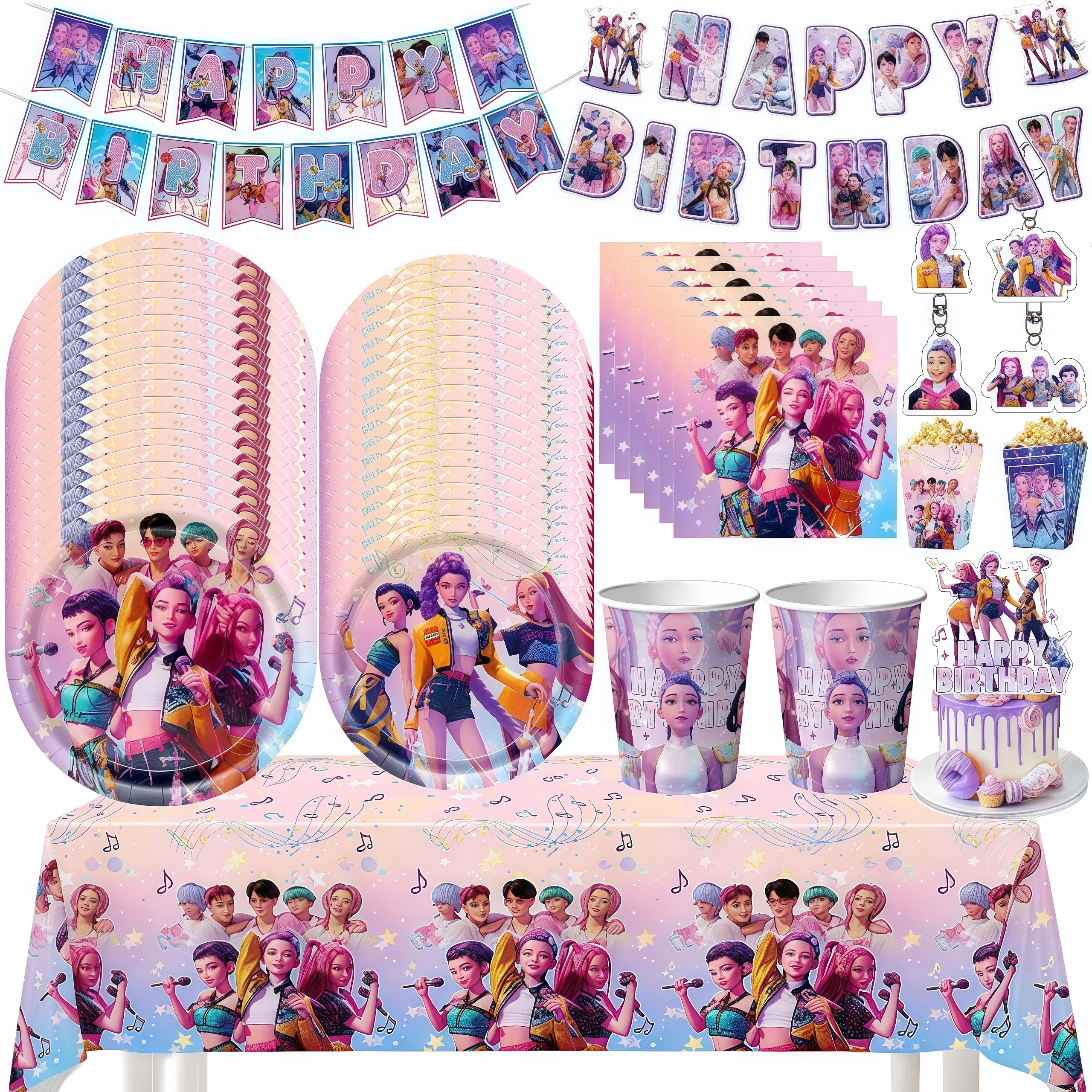 شيطان الصيادين حفلة عيد ميلاد الديكور أدوات المائدة كأس لوحة منديل بالونات راية لفتاة طفل الكورية Kpop أنيمي لوازم الحفلات