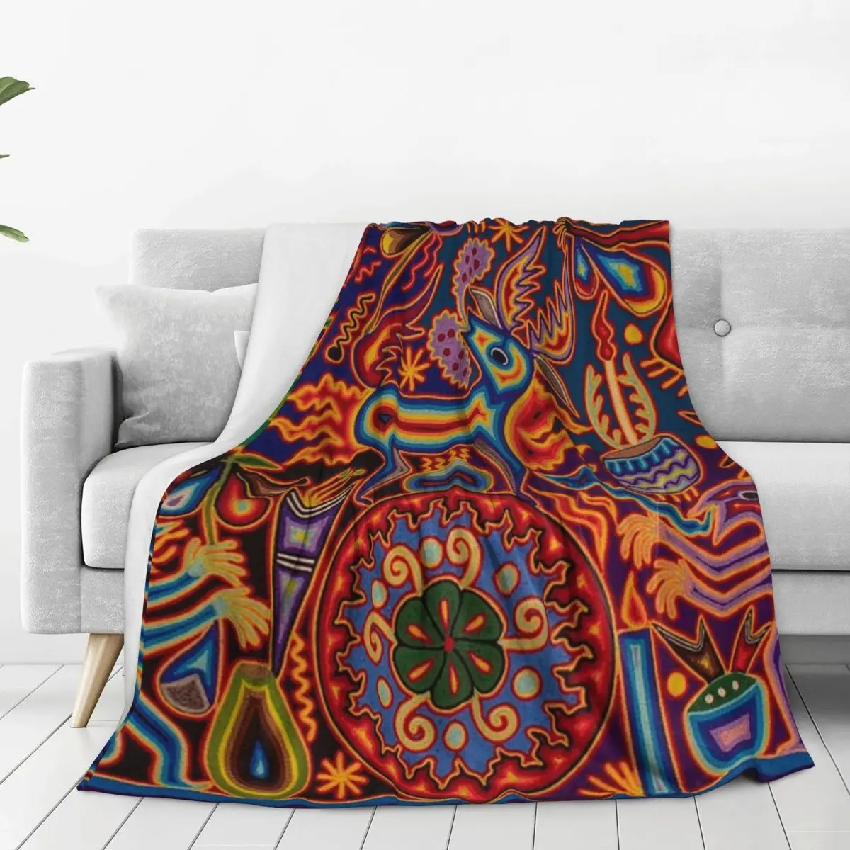 Huichol Blanket Fleece Warm Sofa Throw Blankets For Home Bedroom Travel Throws Bedspread Quilt