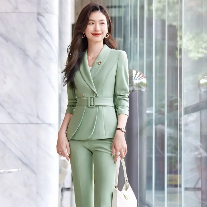 

Insozkdg Fashion Women Vintage Office Blazer Pantsuit Elegant Suit Jackets + Pants Two Pieces Set Female Business Trousers Suits