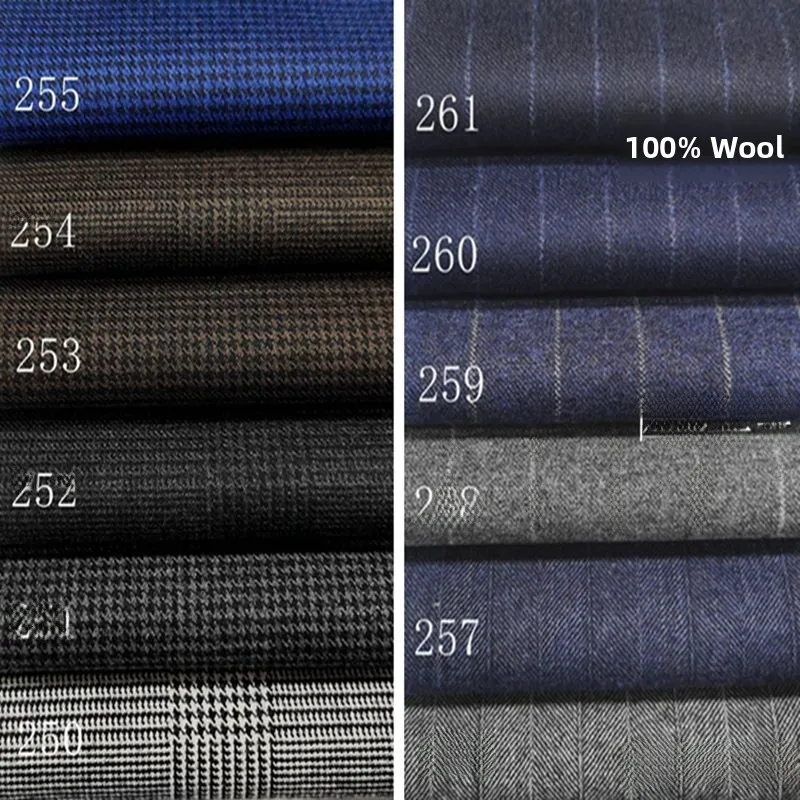 

Классический коричневый костюм в полоску из шерсти и чистого хлопка: юбка, брюки, жилет, ветровка. Корейская ткань для дома и отдыха.