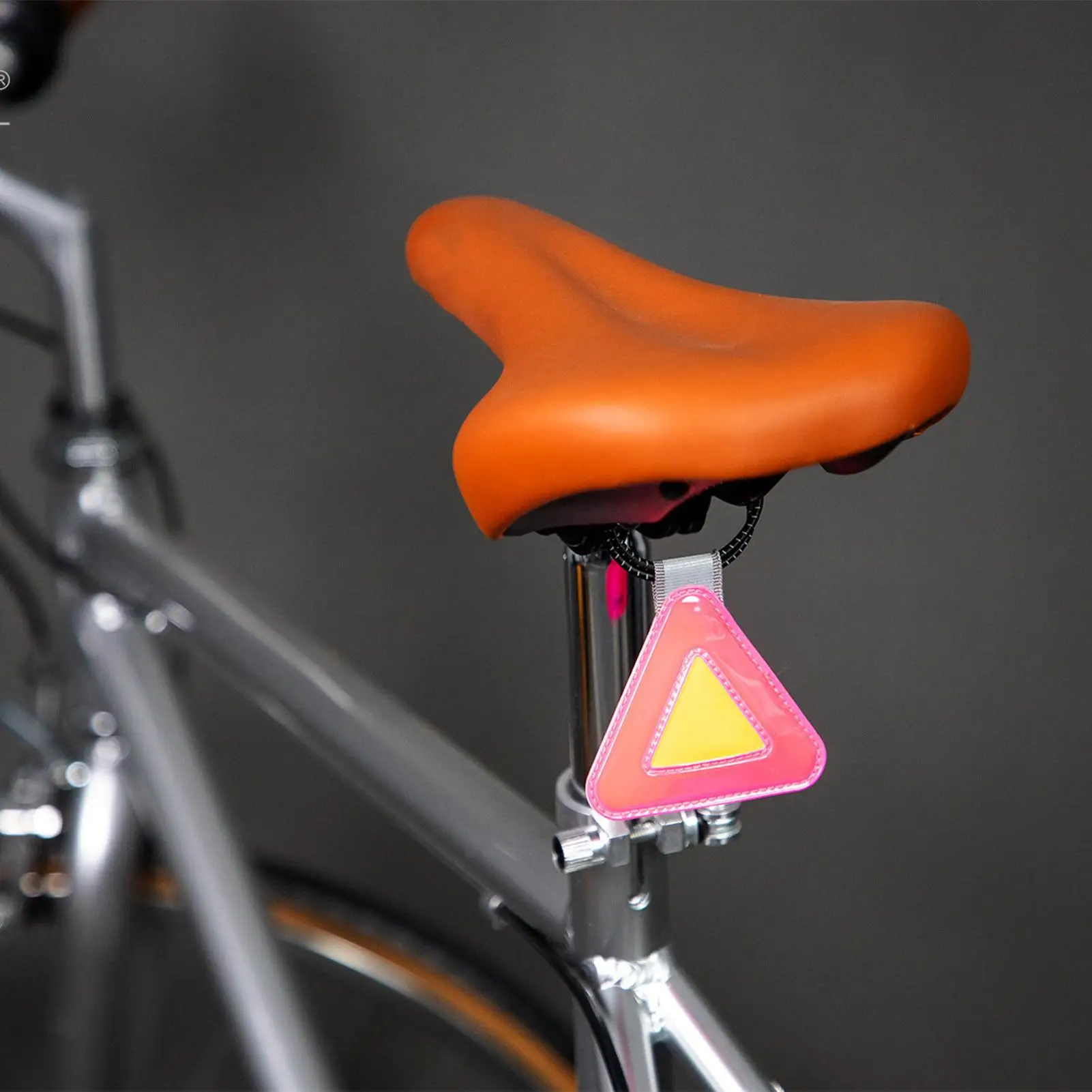 Triangle Reflective Safety Tag Double Sided PVC Warning Sign With Elastic Rope Universal For Bike Saddle Backpack Night Cycling