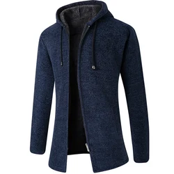 Plus cashmere cardigan coat sweater male Korean version of the trend in autumn and winter long sweater trench coat