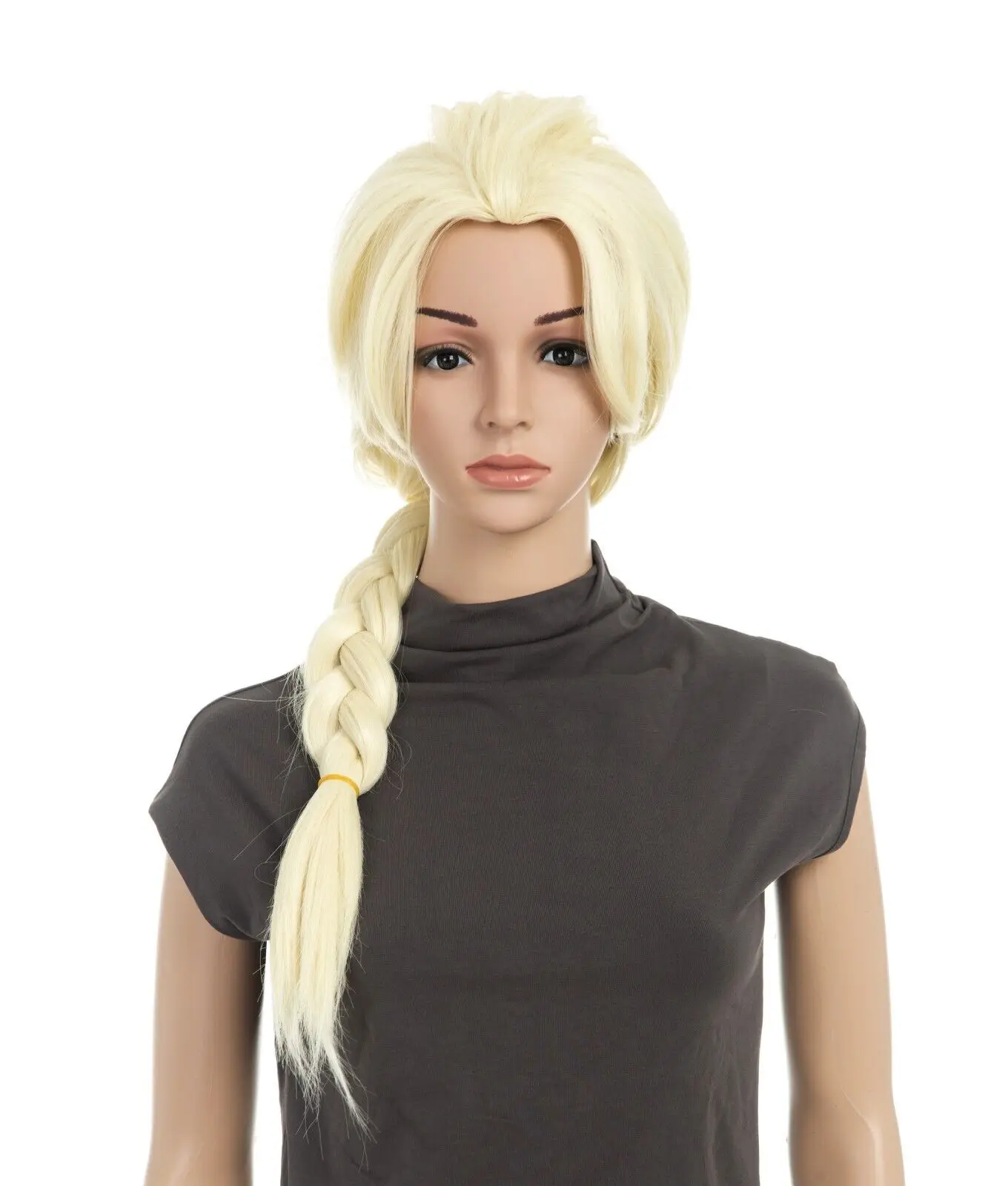 OneDor Long Braided Ponytail Cosplay Costume Light Blonde Wig