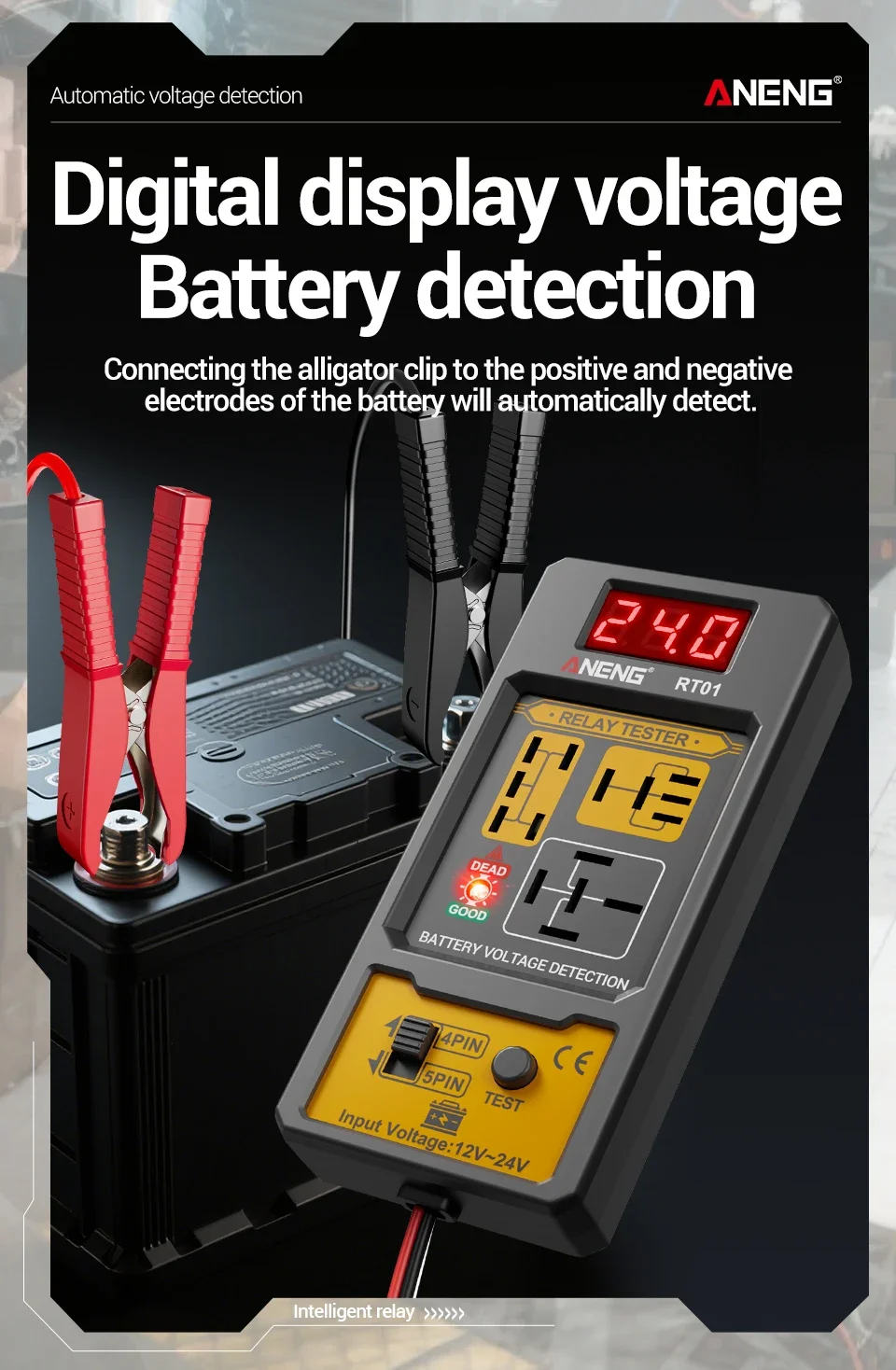 Präzisions-Detektionskit RT01 Kfz-Relais-Tester, gepaart mit BT138 Batterietester, universelles Diagnose- und Wartungswerkzeug – Detail 6