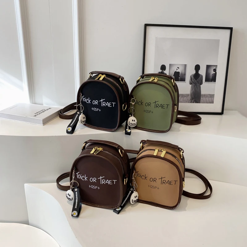 Solid Letter Print Zipper Pu Backpacks Thread Versatile Shoulder Bags 2024 Hot Sale Crossbody Bag for Women Mochila Mujer