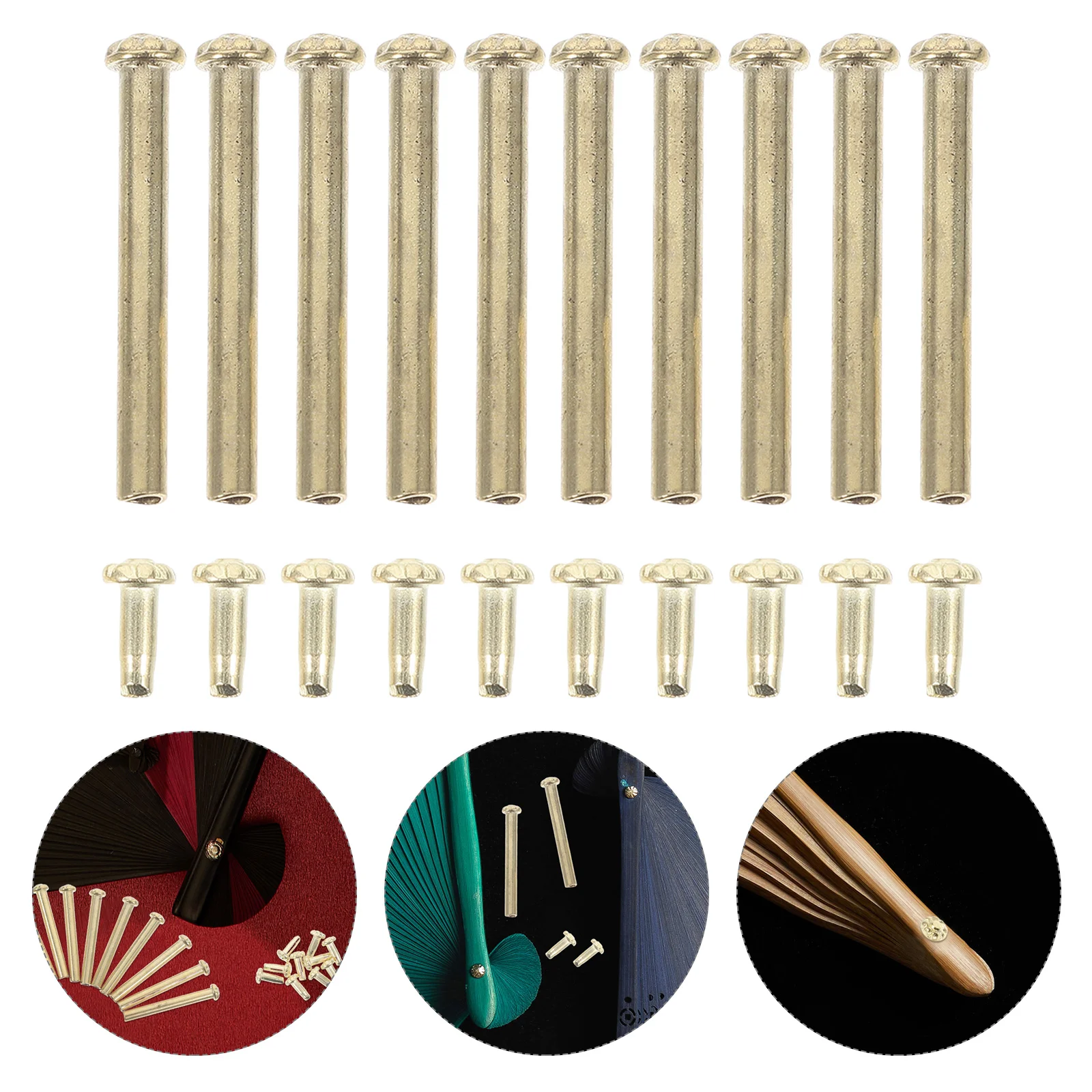 10 Sets Fan Nail Folding Shaft Handheld Rivet Bamboo Paper Replacement Fasteners Repairing Kit Accessories