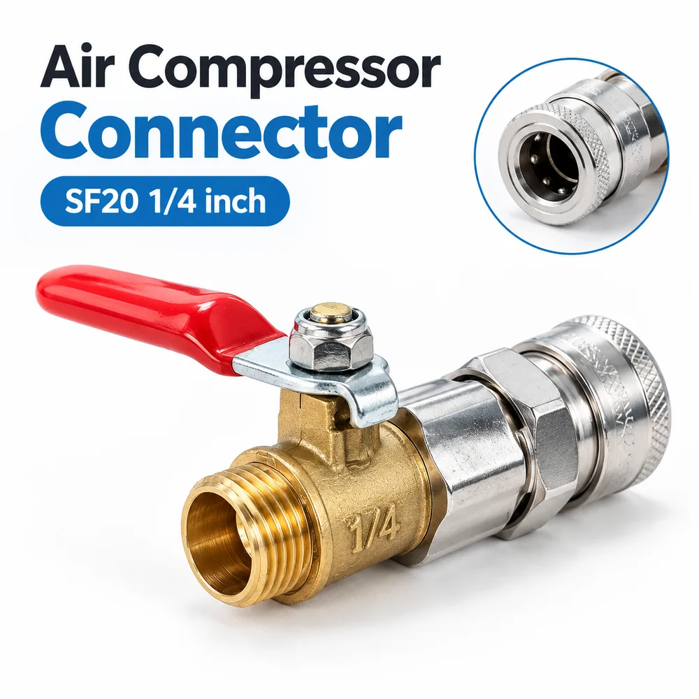 1Pcs SF20 Quick Coupler Silver 1/4 inch Air Compressor Connector No Tools Needed Alloy Quick Connect Adapter