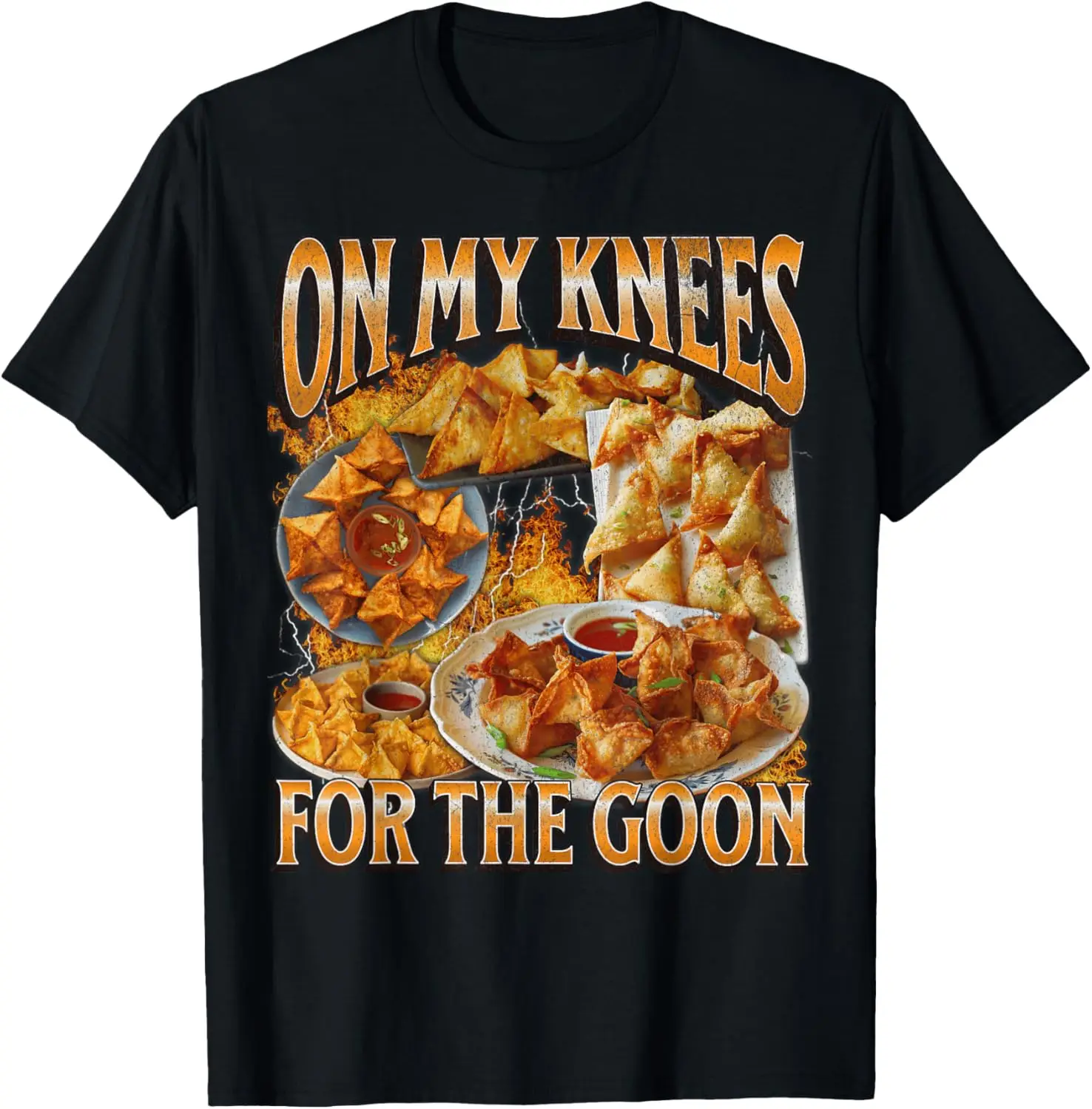 On My Knees Funny Crab Rangoon Meme Bootleg Graphic T-Shirt 100% Cotton Trendy Y2K Short-Sleeve Tee-Soft, Quick-Drying,