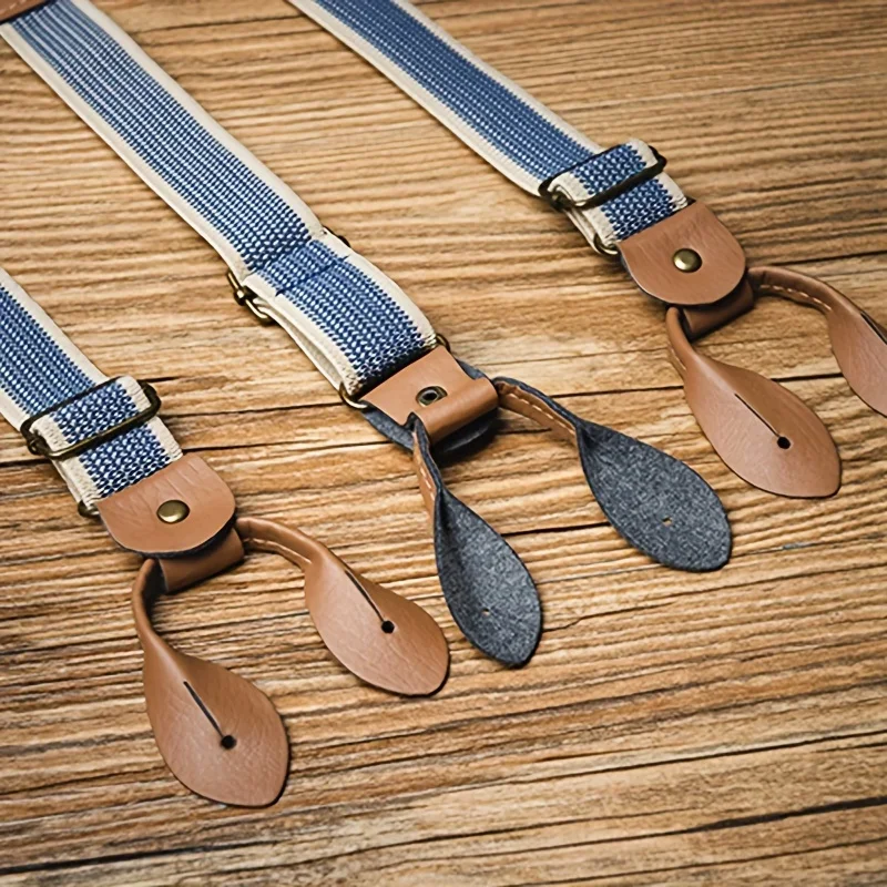 حزام خصر بريطاني عتيق على شكل أزرار للرجال مقاس كبير غير قابل للانزلاق ومطاط قابل للتعديل مع حمالات للبالغين