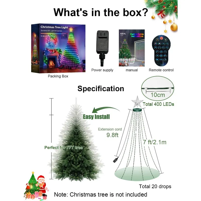 RGBIC Christmas Tree LED String Lights USB Bluetooth Fairy Lights Wedding Camping Outdoor Garden Room Decor LED Garland Light image 6