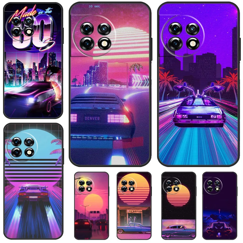 Synthwave 80s Retro Car Case For OnePlus Nord CE 3 Lite 2 2T N10 N20 OnePlus 12R 10T 9RT 10R 8 9 10 Pro 11 12 Cover