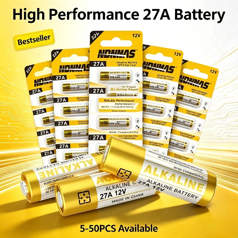 27A 12V Alkaline Dry Battery Compatible A27 27AE MN27 L828 V27GA Long Lasting Power Car Alarm Remote Key Fob Electronic Device