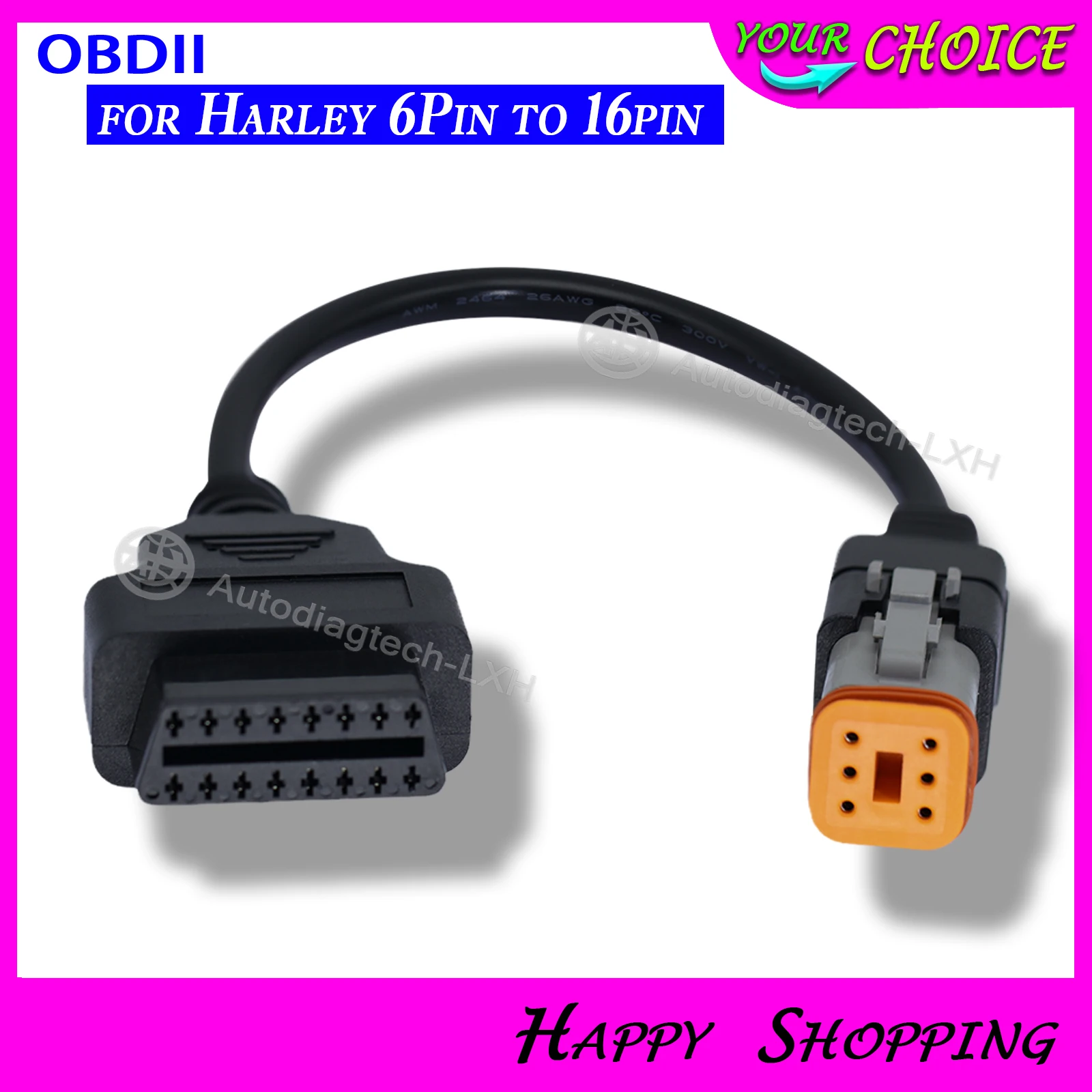 

OBD2 Diagnostic Adapter Cable for Harley Davidson 6Pin to 16Pin OBD2 Connector For Harley 6Pin Plug Diagnostic Cable