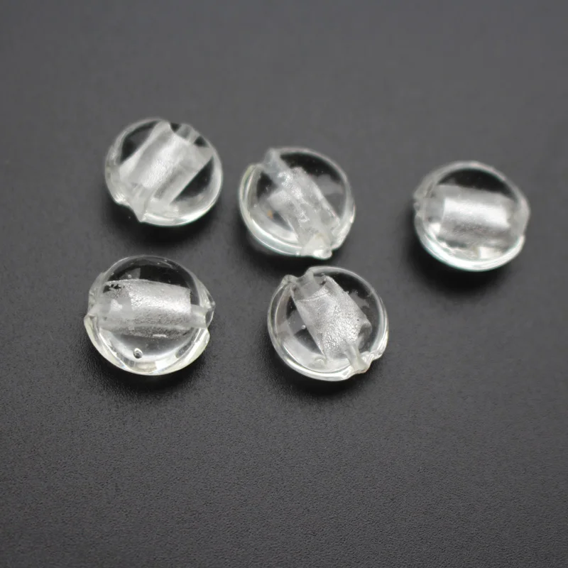 10Pieces /lot 12mm Lampwork glass beads Round Flat Foiled Multi-Color for jewelry &DIY Craft
