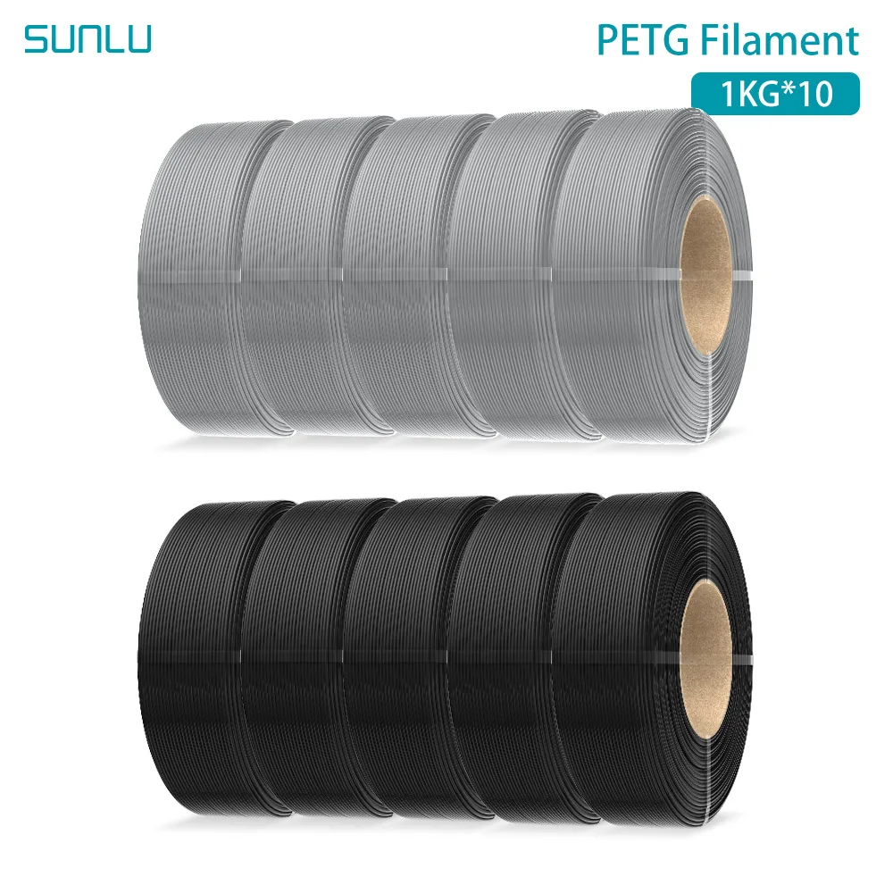 SUNLU PETG Filament 10KG 3D-Drucker 1,75mm 1KG, Keine Blasen, Umweltfreundlich für FDM 3D-Druck-Filamente