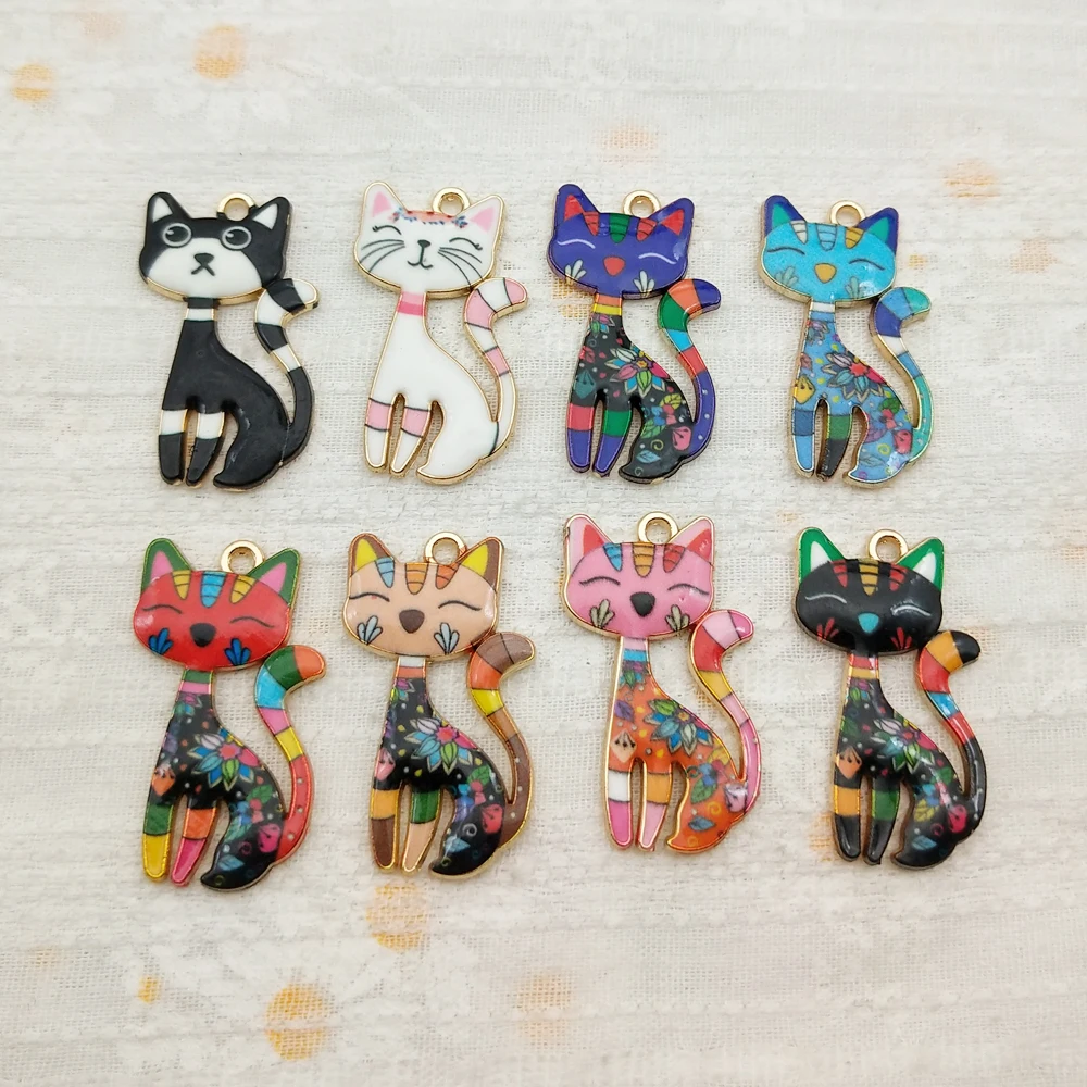 10pcs Cat Charm for DIY Jewellery Making Accessories