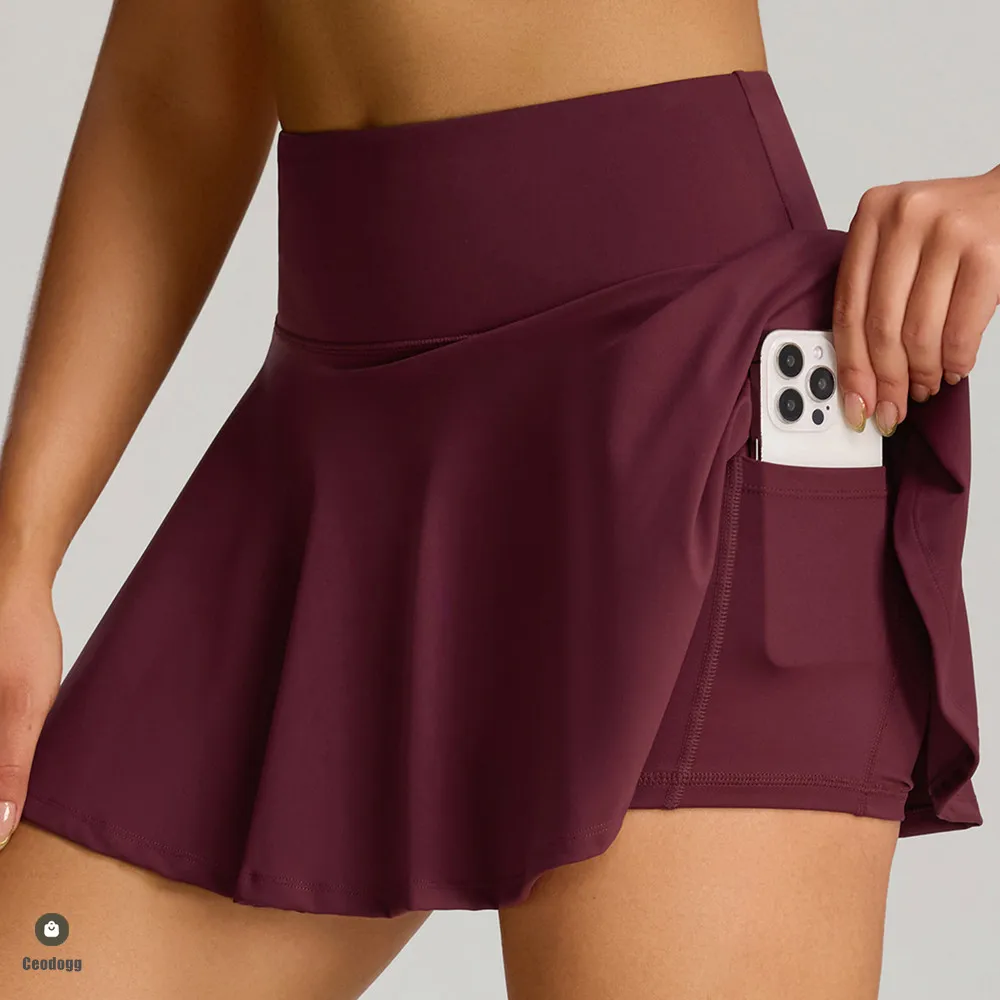 

Pocket Tennis Yoga Shorts Anti Short Skirt Ultra Mini Skorts Gym Exercise Running Fitness Tennis Anti-Light Sports Skirts XP283