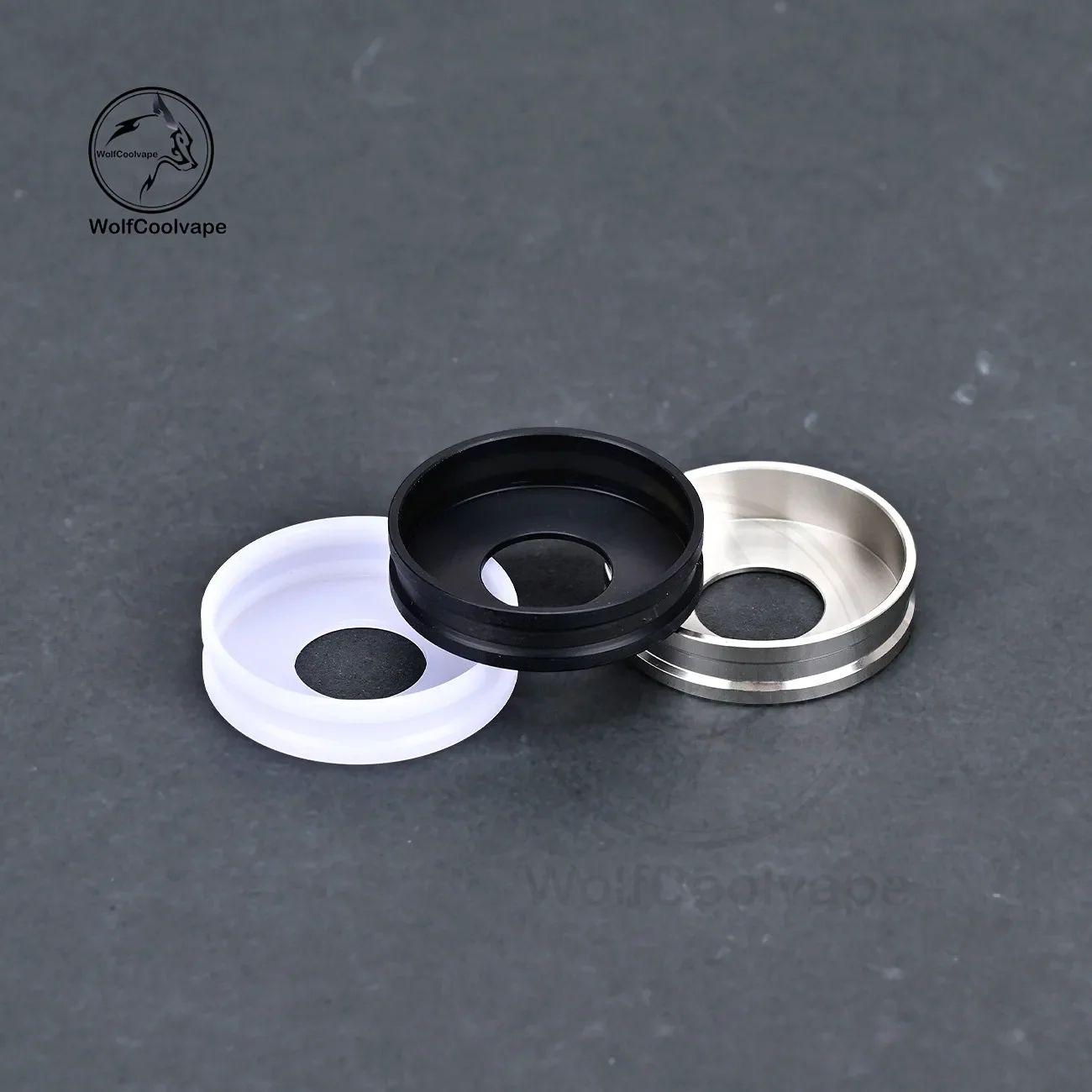 wolfcoolvape 2pcs 24mm Slant Ring 415 Style Stainless Steel Mod Adapter for 510 RTA RDA Vape Atomizer Silver Finish