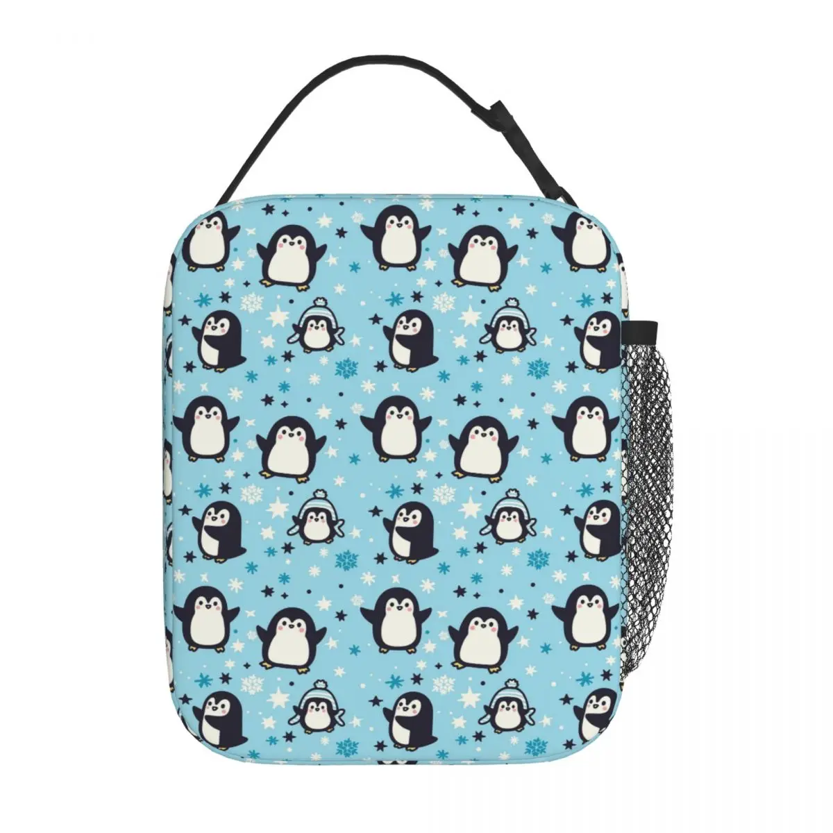 Cute Penguin And Ice Snow Pattern Insulated Lunch Bag for Women Kids Portable Food Boxes Thermal Lunch Box Tote