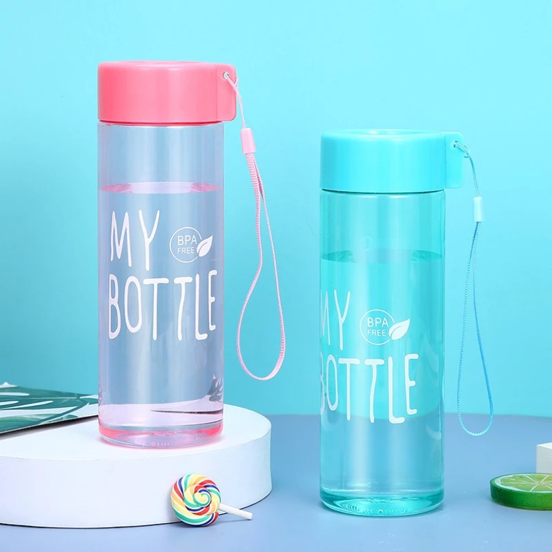 

Gift Plastic Water Bottle Large Capacity Sports Kettle Wholesale Transparent Cold Water Cup Outdoor Portable 500ml