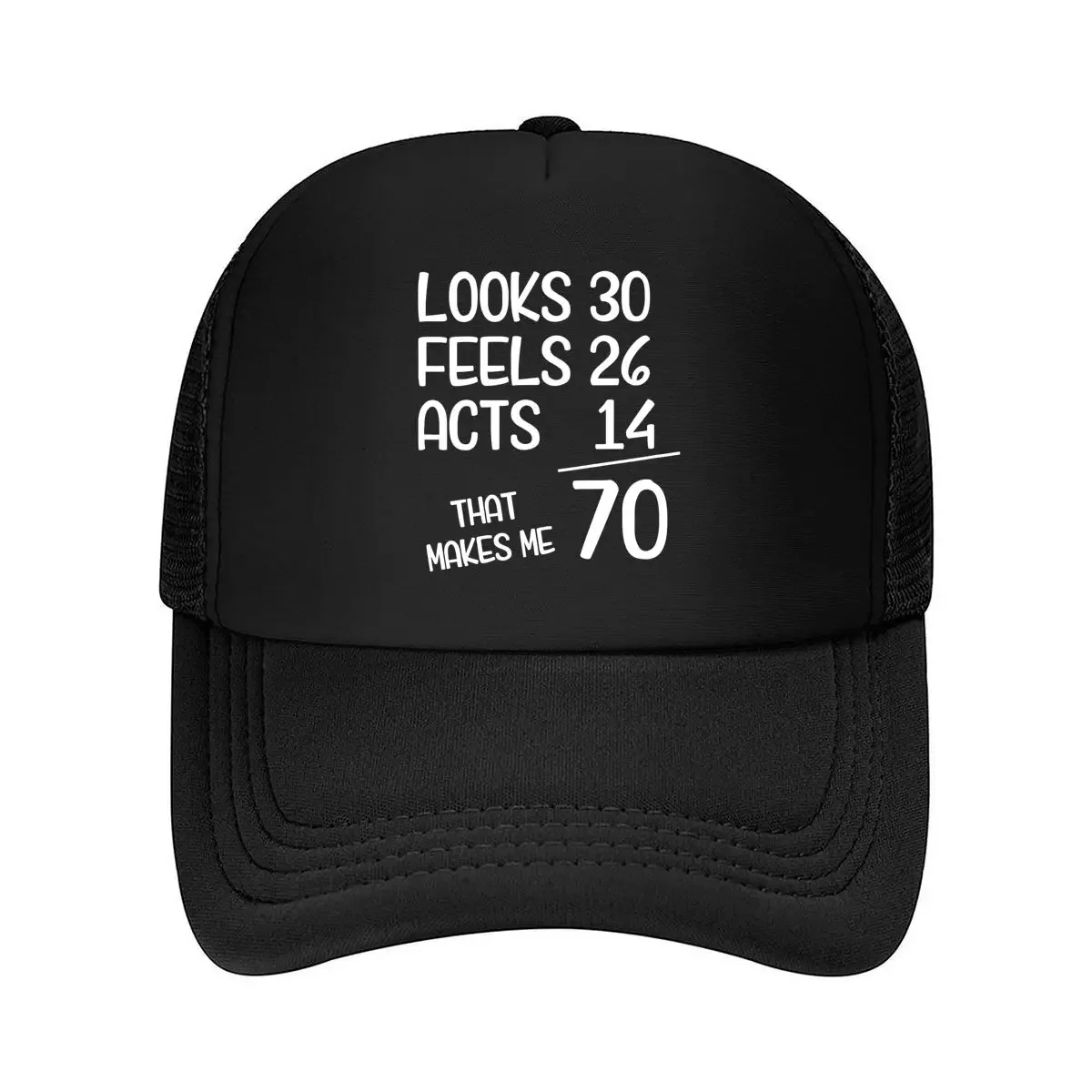 New “Age Humor” - Relatable Text, Funny Age Milestones for Self-Deprecating Jokes Mesh Baseball Cap