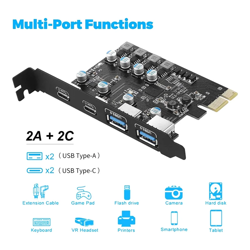 4 Ports PCIE To USB 3.0 Expansion Card PCI Express Adapter Card For Desktop PC , Support Windowsxp/7/8/10-X64A