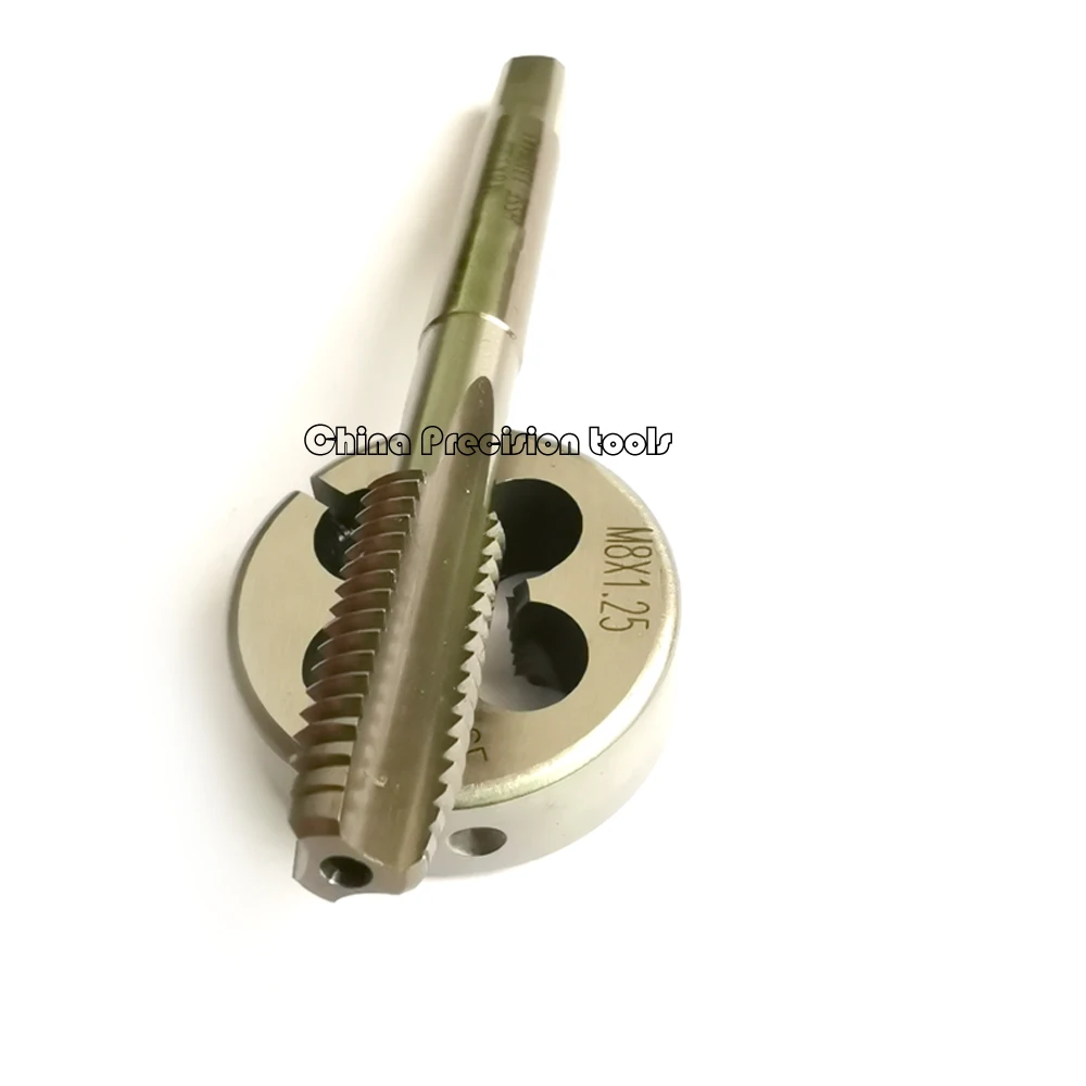 2pcs HSSE เมตริกด้ายปรับแยก Die ชุด M7 M7X1 M8 M8X1.25 ตรงขลุ่ยก๊อกตายชุด M8X1 M8X1.5 M8X0.75 เครื่องมือ