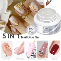 BORN PRETTY-Gel de pegamento 5 en 1, sin limpiar, capa superior, Gel de refuerzo de esmalte de uñas, 30ml, esculpido en 3D, polvo para frotar, diamantes de imitación, remojo