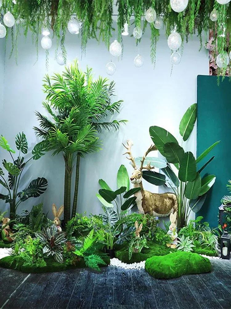 Simulation green plant landscaping living room indoor landscape large plant pot load combination