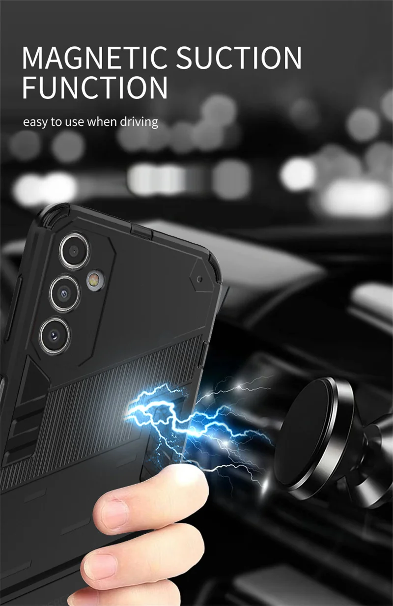 For Samsung Galaxy M54 M14 F14 5G Case Armor Shockproof Coque For Galaxy A14 A24 A34 A54 A04 E A04S Magnetic Holder Stand Cover