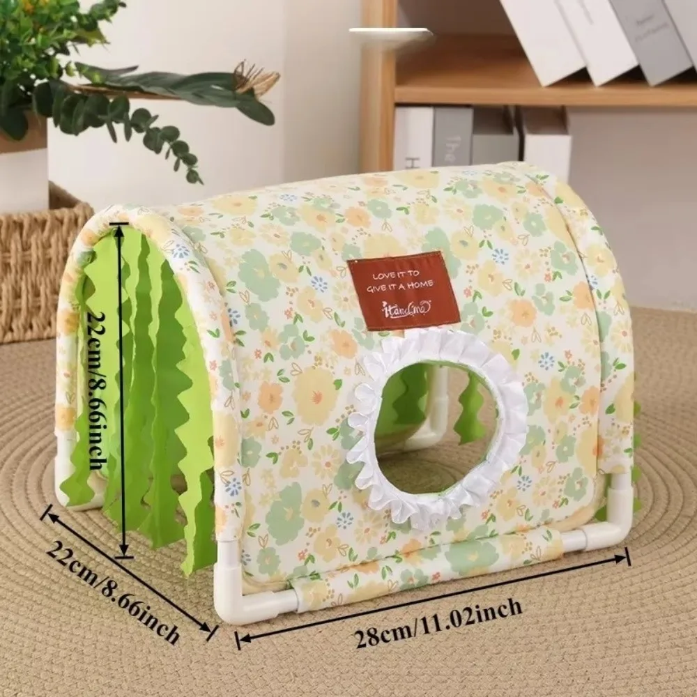 Triangle Tassel Tunnel Nest Summer Bottomless Small Animal Cage Rabbit/Dutch Pig/Guinea Pig Floral Print Hamster Shelter