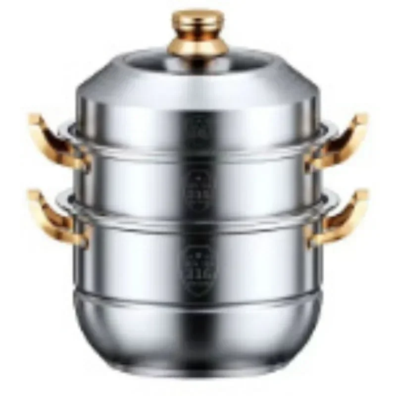 316 stainless steel steamer household food grade thickened soup pot steamed steamed buns four-layer induction cooker universal