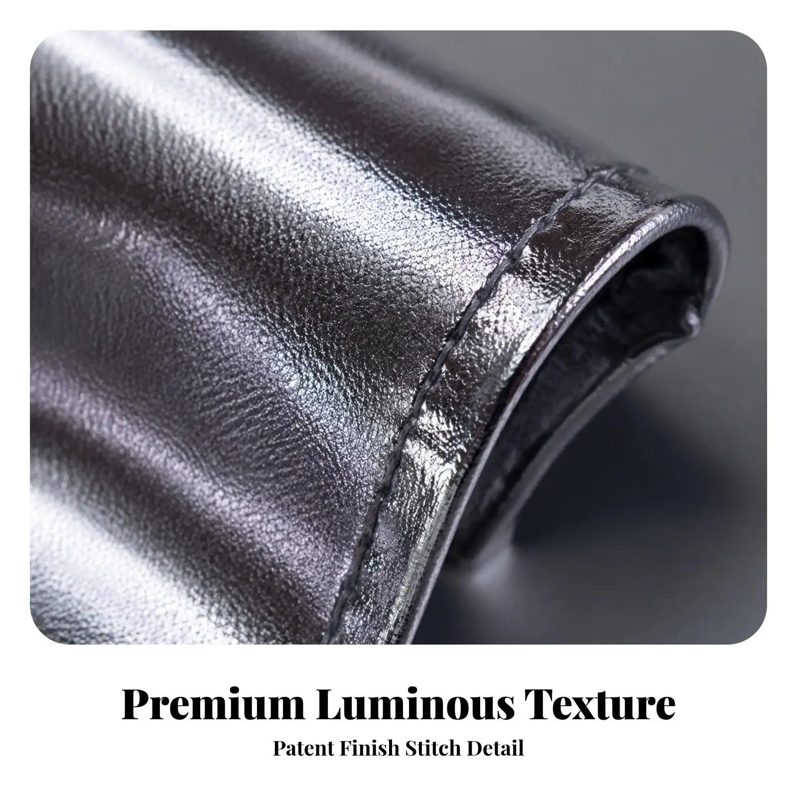 Glossy Faux Leather Women Party Dress Structured Pointed Shoulder Flared Skirt for Themed Party Stage Performance