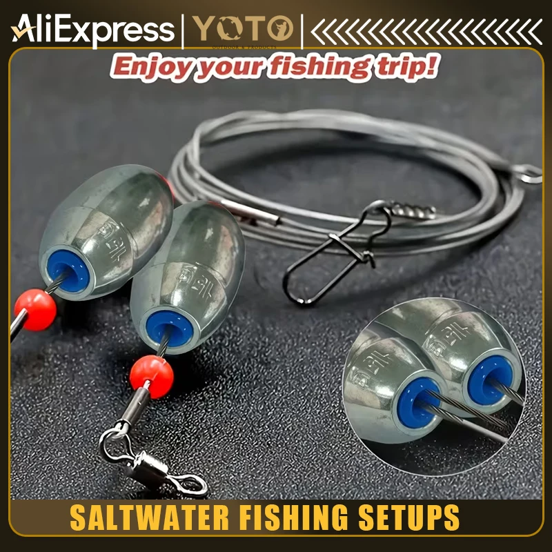 YOTO 4pcs Robust Saltwater Fishing Setups Featuring Egg Sinkers, Suitable for Catching Snapper, Flounder, Drum, And Catfish