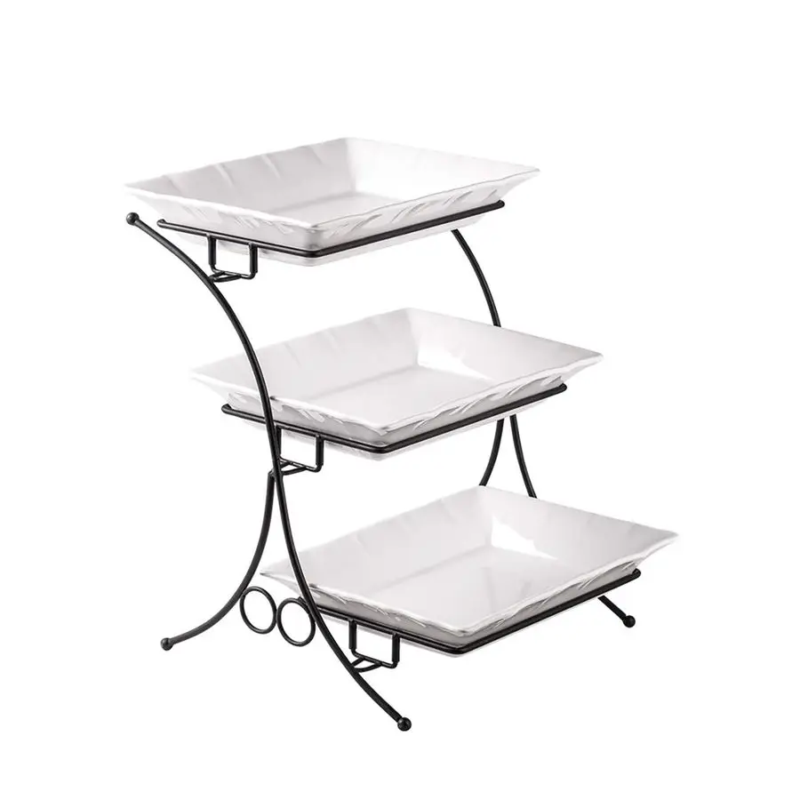 

Большая многоярусная подставка для подносов, 3-х уровневый сервировочный поднос, фарфоровый набор для выпечки с сервировочной подставкой, 3-х уровневый буфетный сервер для фруктов, десертов, Fo