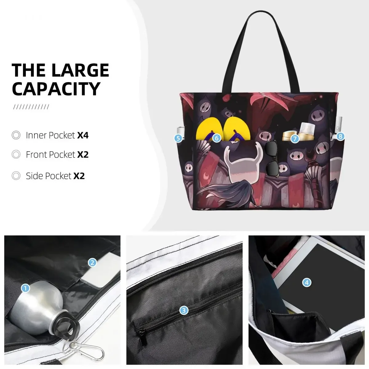 Hollow Knight Beach Tote Bag Sport Gym Yoga Duffle Large Tote Bag Women Travel Bag Fitness bag